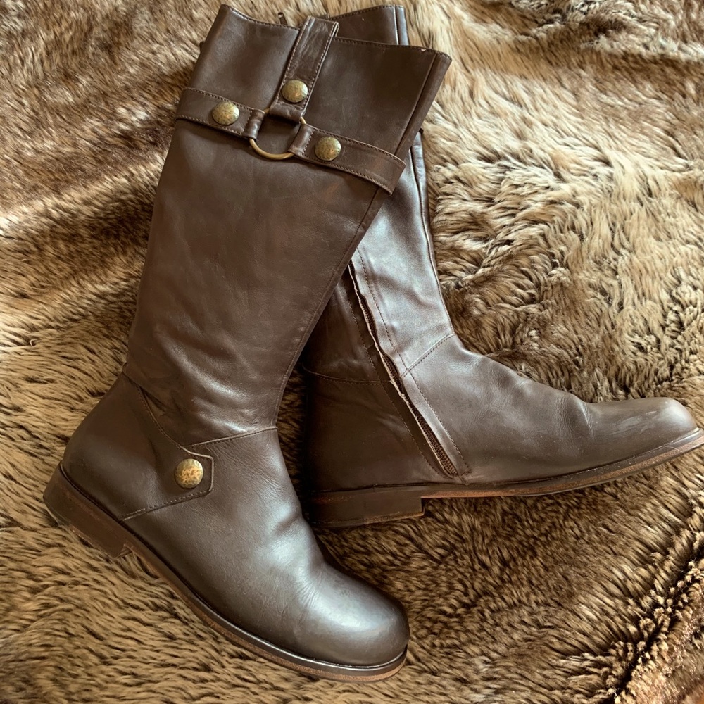 Brown Leather Tall Boots